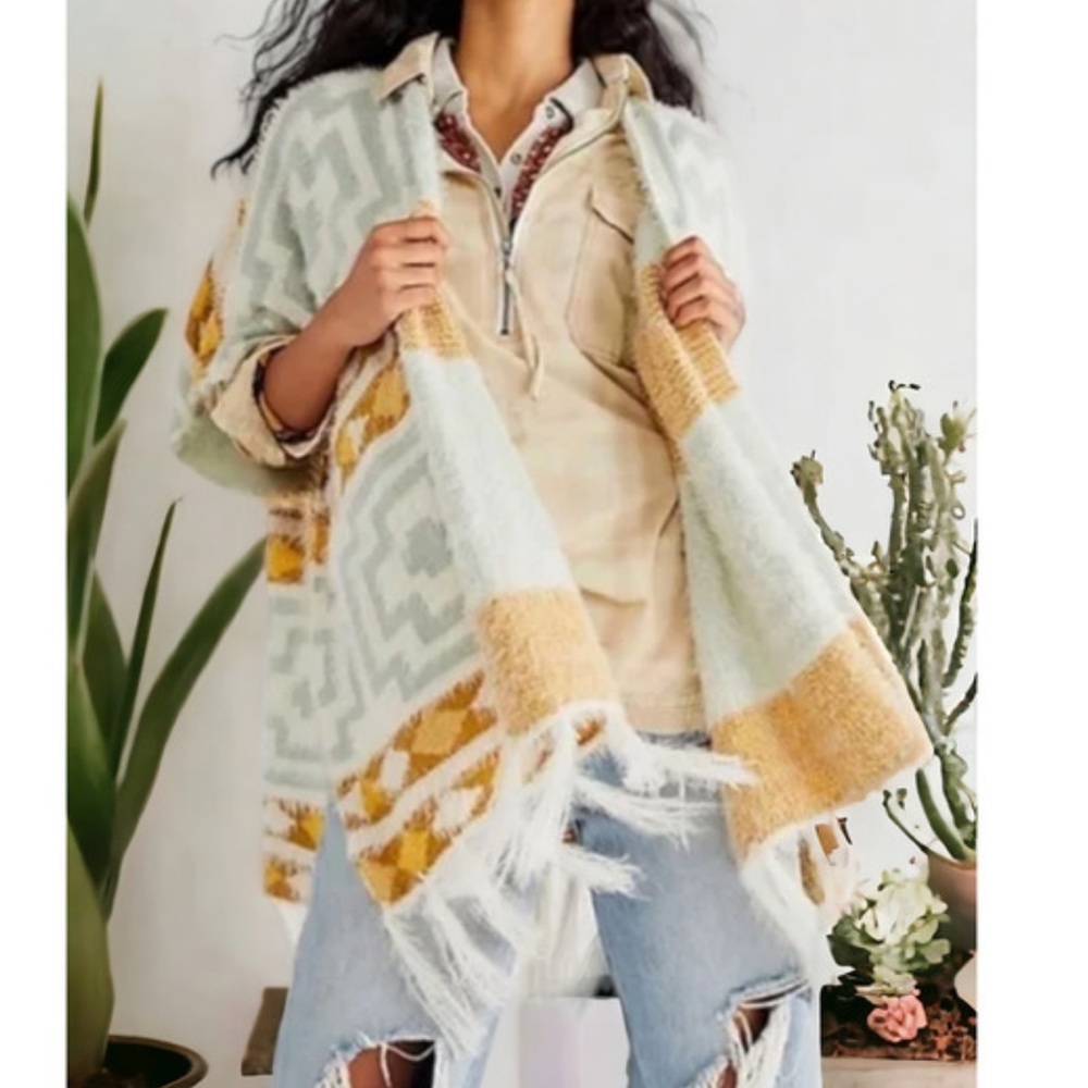 Free People Diamondback Cozy Kimono Poncho O/S - Picture 3 of 6